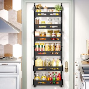 CARLA HOME 6 Tier Over the Door Organizer with Adjustable Metal Pantry Storage Rack and Hanging Baskets for Kitchen and Bathroom