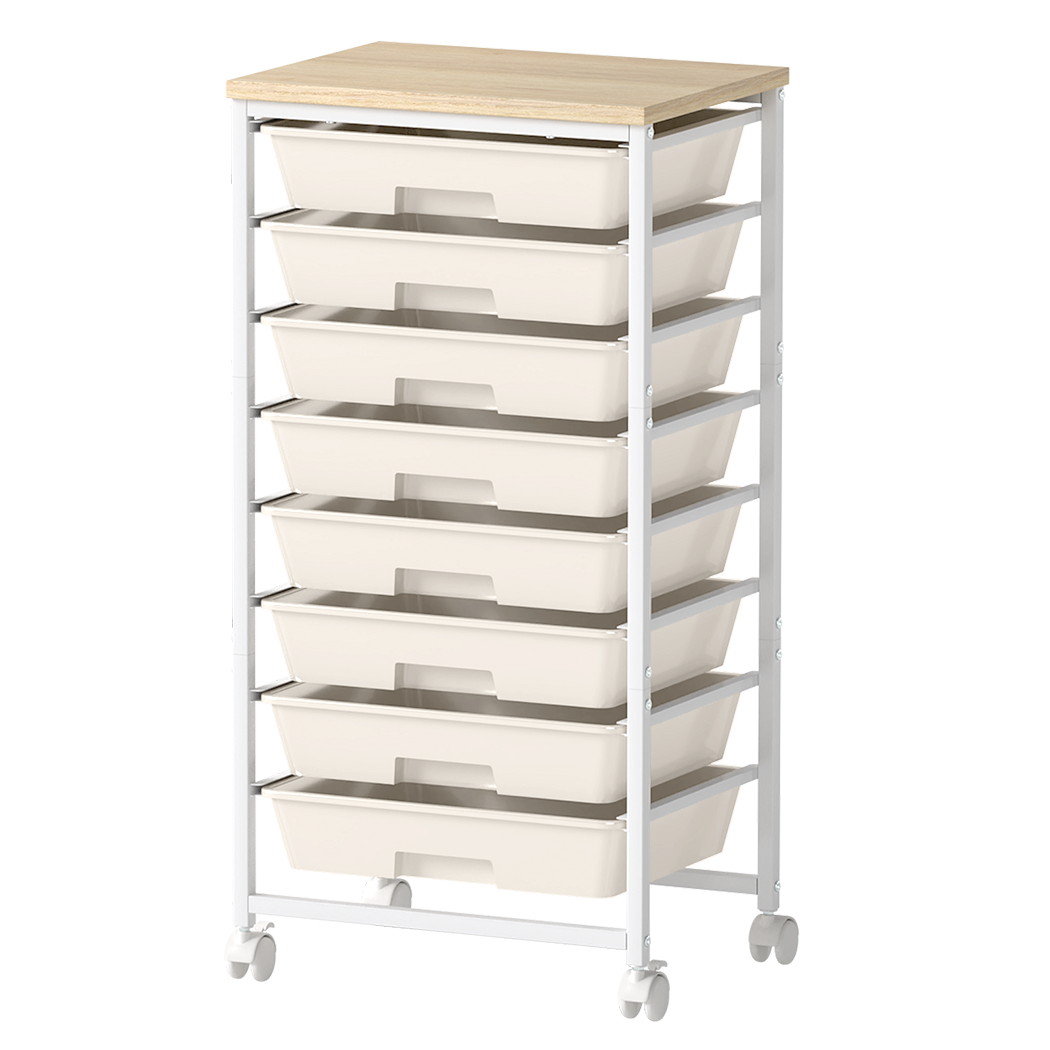 Levede 8 Drawers Storage Trolley Utility Cart Plastic Mobile Organiser Unit - Image 8