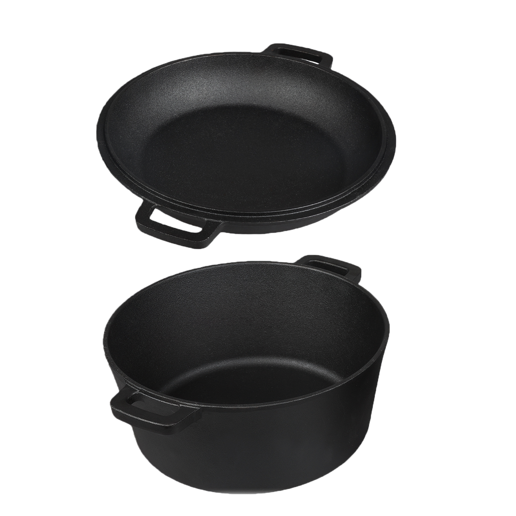 Toque 5.84L Double Dutch Oven 2 in 1 Cast Iron Pan - Image 9