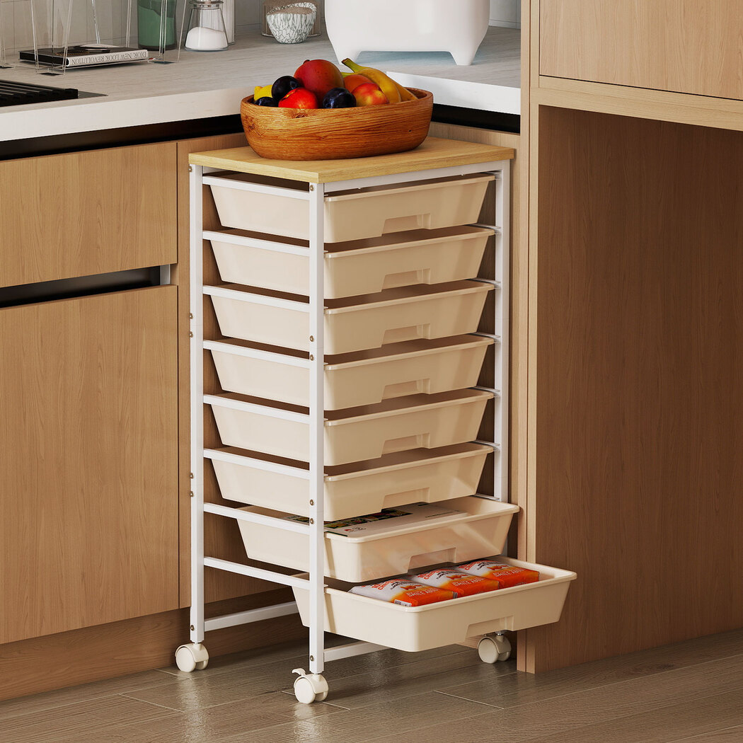 Levede 8 Drawers Storage Trolley Utility Cart Plastic Mobile Organiser Unit - Image 7