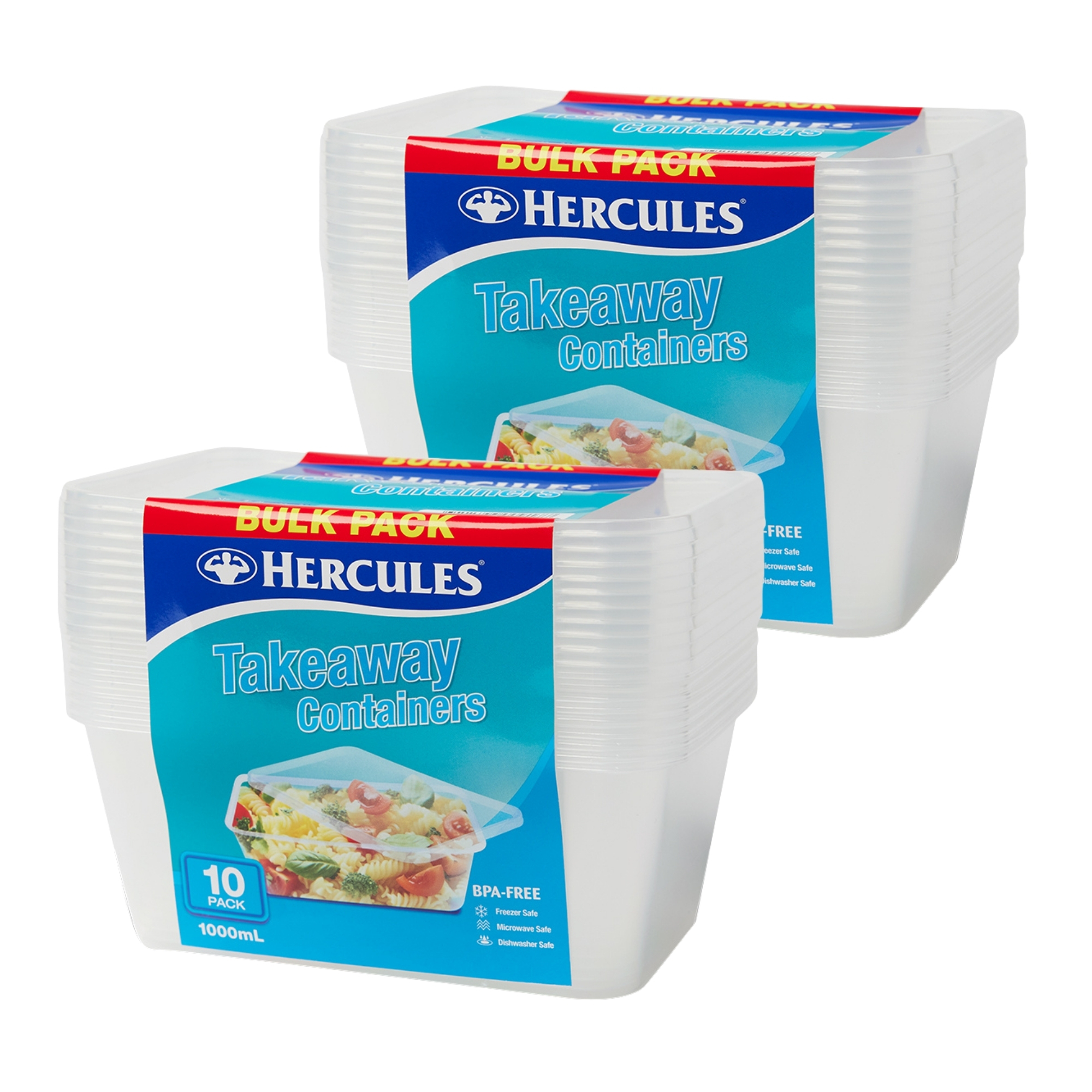 Hercules Takeaway Food Containers 10pk x 1000ml x2