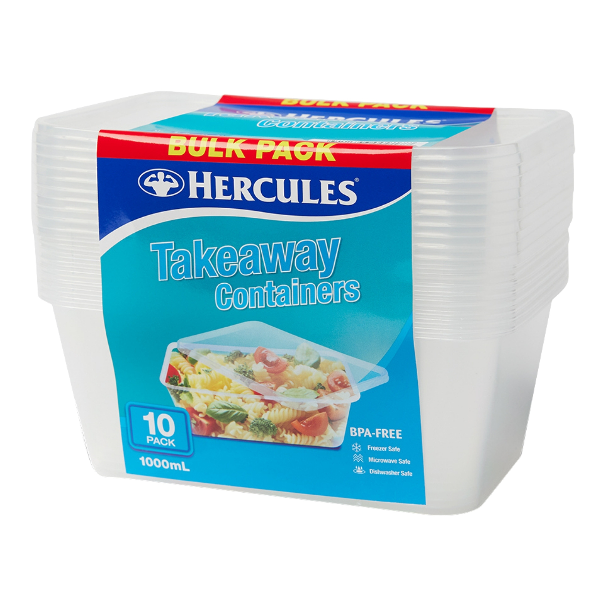 Hercules Takeaway Food Containers 10pk x 1000ml x2 - Image 2