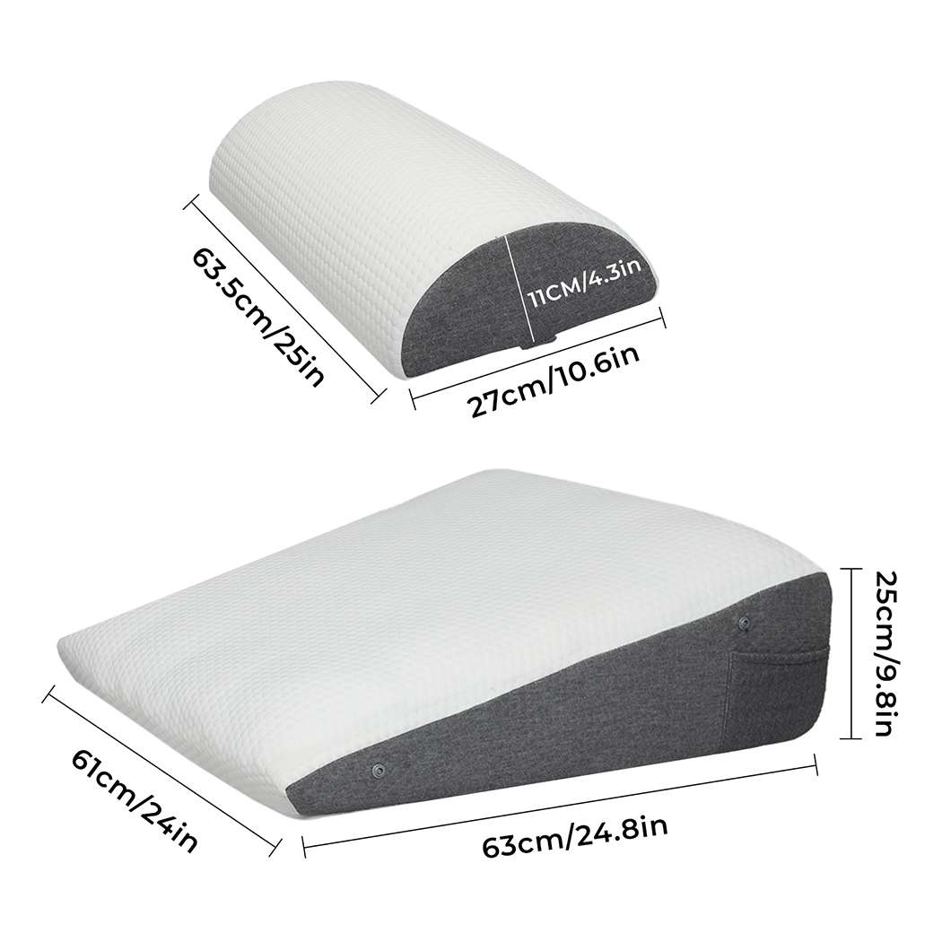 Dreamz Memory Foam Wedge Pillow Bed Back Neck Support Leg Raiser Cushion - Image 3